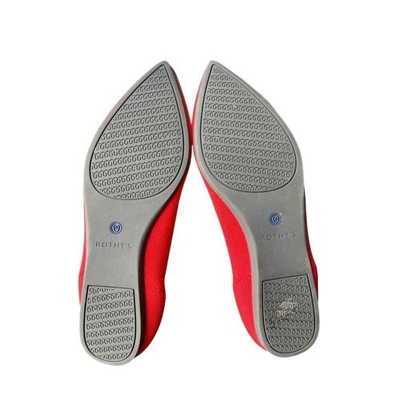Rothy's The Point Ballet Flat Knit Fabric Size W8 Red Pointed Toe - Picture 9 of 9